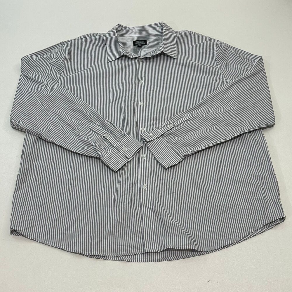 Abbott Elementary Button-Up Shirt Gray White Stripe, Size XXL - Picture 1 of 4